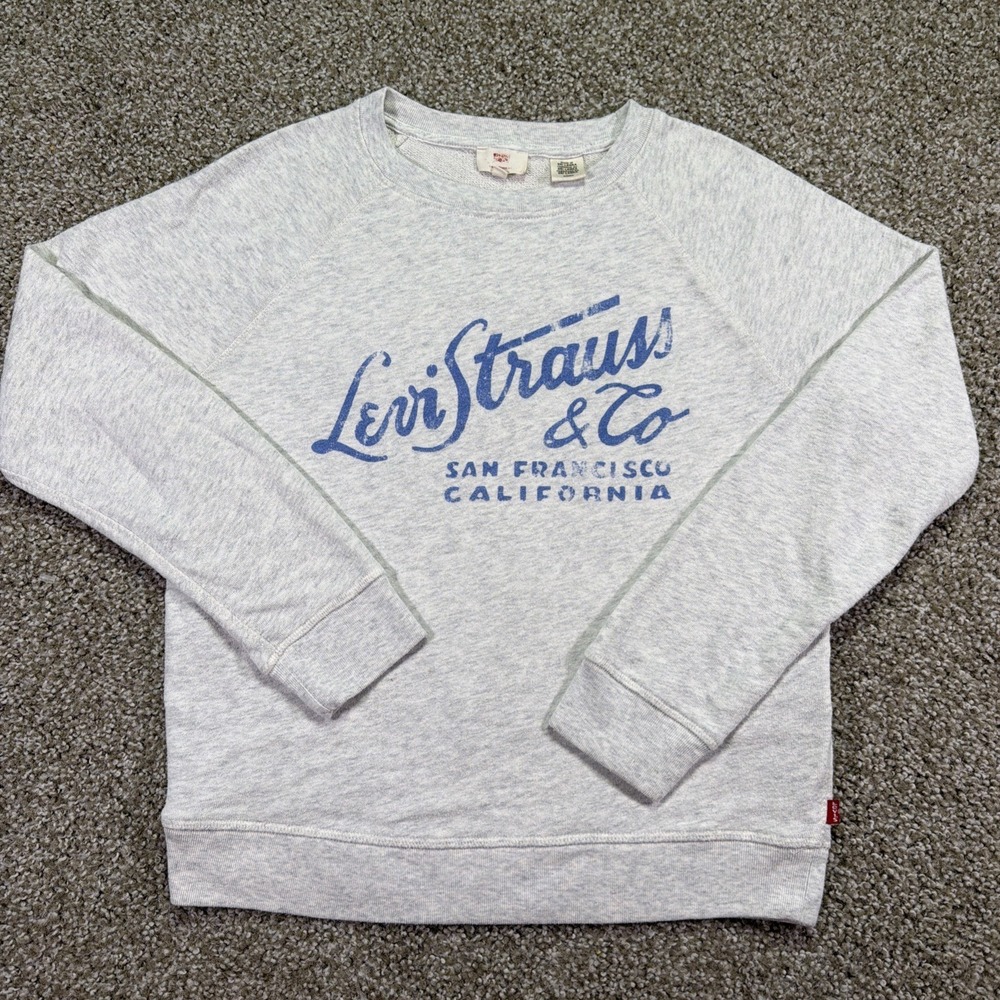 Women's Levi Sweatshirt Heather Gray Beach Style Size Small Petite Great